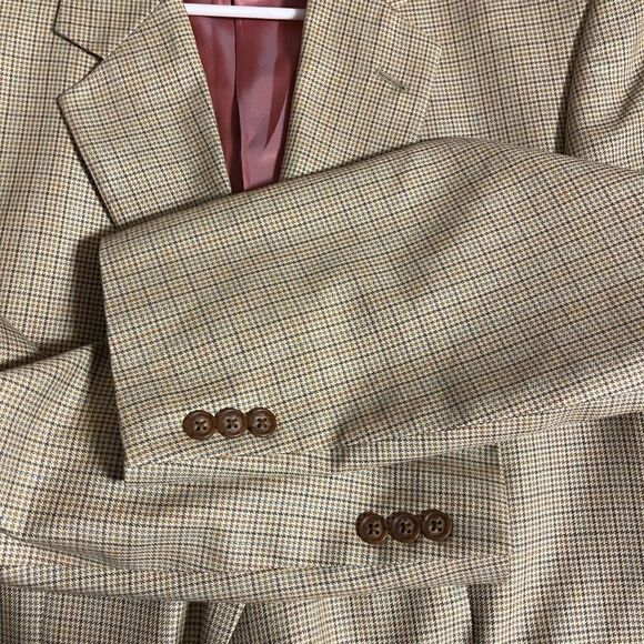 Alan Flusser Blazer Sport Coat Tan Plaid Pink Lining - Picture 11 of 11